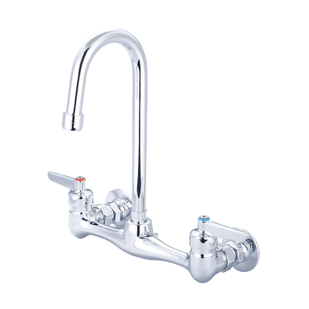 CENTRAL BRASS Two Handle Wallmount Kitchen Faucet, NPT, Wallmount, Polished Chrome, Overall Width: 12" 0047-ULE17